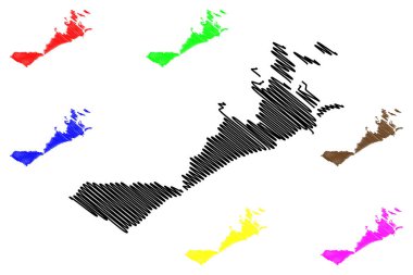 Kerkennah Adaları (Tunus Cumhuriyeti, takımada) harita vektör çizimi, çizim Chergui ve Gharbi haritası