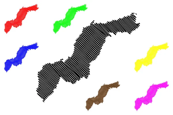 Levant Ostrov Francouzská Republika Francie Mapa Vektorové Ilustrace Náčrtek Ile — Stockový vektor