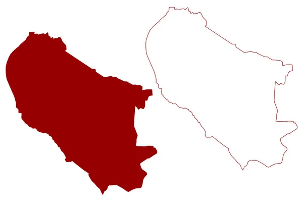 オックスフォード市と非大都市圏 イギリスと北アイルランド 儀式的な郡オックスフォードシャー イギリス 地図ベクトル図 スケッチマップ — ストックベクタ