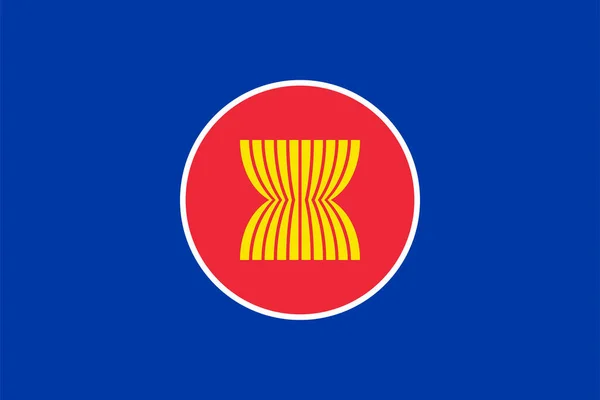 Güneydoğu Asya Ulusları Birliği Bayrağı Asean Mavi Arka Planda Asean — Stok Vektör