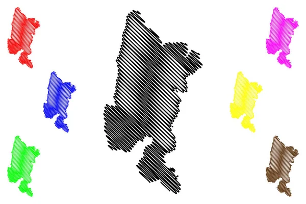 Isla Schiza República Helénica Grecia Peloponeso Mapa Vector Ilustración Garabato — Vector de stock