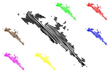 Zut Adası (Hırvatistan Cumhuriyeti, Adriyatik Denizi, Kornati Takımadası) harita vektör çizimi, çizim haritası