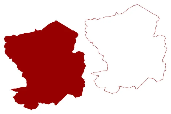ヌネアトンとベッドワース非都市圏 イギリスと北アイルランド 儀式的な郡Warwickshire Warks イングランド 地図ベクトル スケッチ — ストックベクタ