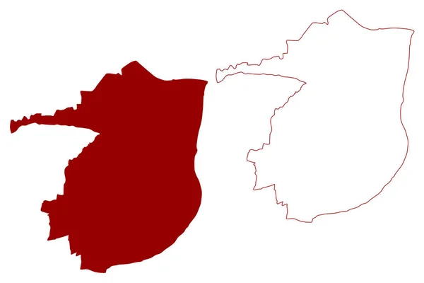 クローリー非大都市圏 町とバラ イギリスと北アイルランド 儀式的な郡西サセックス イギリス 地図ベクトル図 スケッチマップ — ストックベクタ