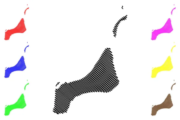 オエノ島 イギリス 北アイルランド連合王国 太平洋 ピトケアン諸島 イギリス イギリス海外領土 地図ベクトル図 スケベなスケッチ休日マップ — ストックベクタ
