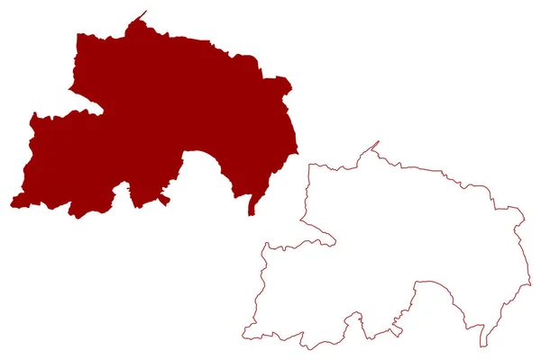 ワイヤの森非大都市圏 イギリスと北アイルランドのイギリス 儀式的な郡ウスターシャーや仕事 イングランド 地図ベクトル図 スケッチブックマップ — ストックベクタ