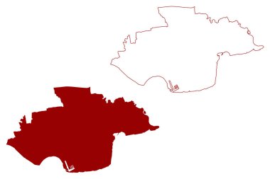 Thurrock Borough ve üniter otorite alanı (Birleşik Krallık İngiltere ve Kuzey İrlanda, merasim ilçesi Essex, İngiltere) harita vektör çizimi, çizim haritası