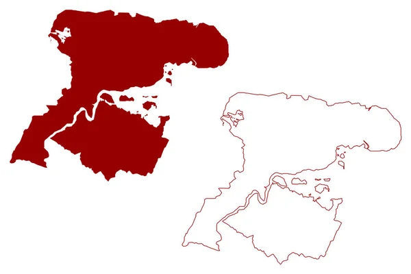 ミッドウェー自治体 非大都市圏自治体 イギリスと北アイルランド連合王国 儀式郡ケント イギリス 地図ベクトル図 スケッチマップ — ストックベクタ