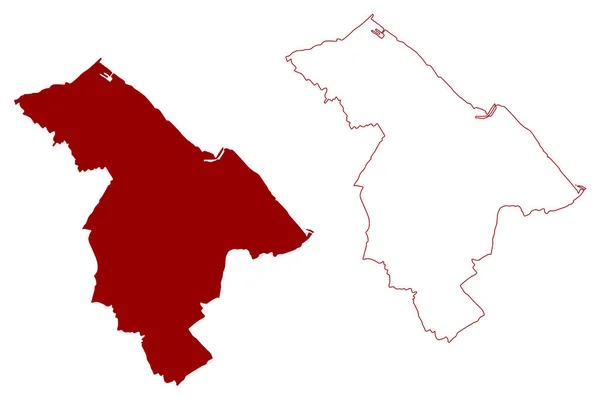 东北林肯郡 大不列颠及北爱尔兰联合王国 礼仪县林肯郡或林肯郡 英格兰 地图矢量图解 笔迹草图 — 图库矢量图片