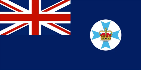 Flag Queensland Commonwealth Australia White Disc Light Blue Maltese Cross — Stock Vector