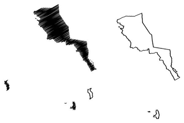 Карта Ensenada Муниципалитет Free Sovereign State Baja California Мексика Сша — стоковый вектор
