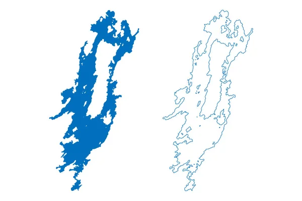 Lake Bolmen Koninkrijk Zweden Kaart Vector Illustratie Krabbel Schets Bolmen — Stockvector