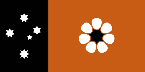 澳大利亚联邦 北部地区旗一个垂直的1 2的黑色 负责南方十字 和橙色 负责一个风格的酸奶的沙漠玫瑰 — 图库矢量图片