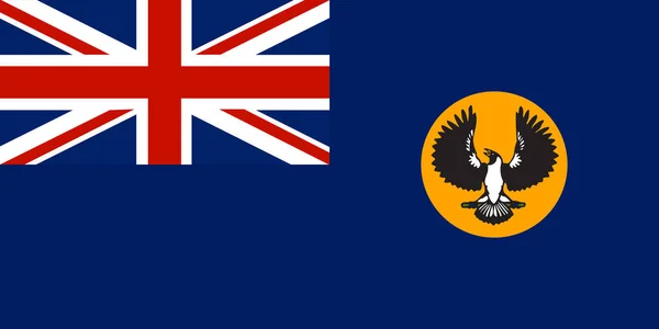 南澳大利亚州旗 澳大利亚联邦 的金圆盘 上有一条长有展开翅膀的管道尖叫声 — 图库矢量图片