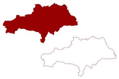 Barnsley Metropolitan Borough (Büyük Britanya ve Kuzey İrlanda Birleşik Krallığı, Metropolitan ve törensel ilçe Güney Yorkshire, İngiltere) harita vektör çizimi, çizim haritası