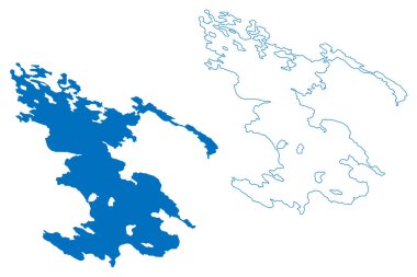 Leksozero Gölü, Kivi (Rusya, Rusya Federasyonu, Karelia Cumhuriyeti) harita vektör çizimi, çizim Lieksajarvi haritası