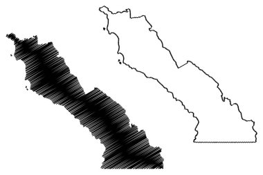 San Quintin belediyesi (Özgür ve Egemen Baja Eyaleti Kaliforniya, Meksika, Meksika) harita vektör çizimi, çizim haritası