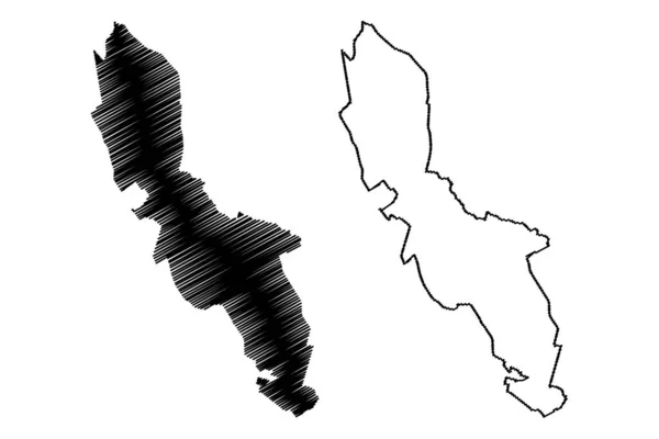 圣布埃纳文图拉市 墨西哥合众国 萨拉戈萨自由和主权州 地图矢量图解 手绘草图圣布埃纳文图拉地图 — 图库矢量图片