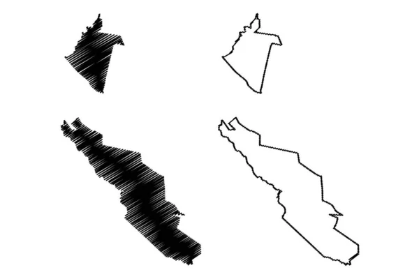 トレオン自治体 メキシコ サラゴサ自由主権国家 地図ベクトル図 スクリブル スケッチマップ — ストックベクタ