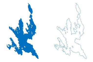 Pyhajarvi Gölü (Finlandiya Cumhuriyeti) harita vektör çizimi, çizim haritası