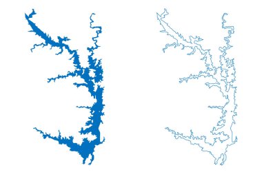 Volta Gölü rezervuarı (Afrika, Gana Cumhuriyeti) harita vektör çizimi, çizim haritası