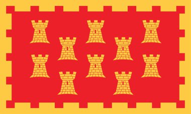 Büyük Manchester Büyükşehir ve Törensel İlçe Bayrağı (İngiltere, Birleşik Krallık İngiltere ve Kuzey İrlanda, Birleşik Krallık, Birleşik Krallık) on kule