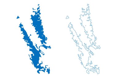 Kaptai Gölü (Bangladeş Halk Cumhuriyeti) harita vektör çizimi, karalama Kaptai Barajı veya Karnafuli Hidroelektrik Santrali haritası