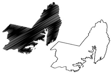 Quixelo Belediyesi (Ceara Eyaleti, Brezilya Belediyeleri, Brezilya Federatif Cumhuriyeti) harita vektör illüstrasyonu, çizim Quixelo haritası