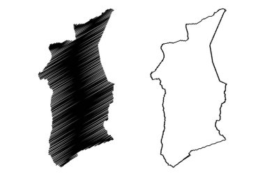 Curaca municipality (Bahia state, Municipalities of Brazil, Federative Republic of Brazil) map vector illustration, scribble sketch Curaca map