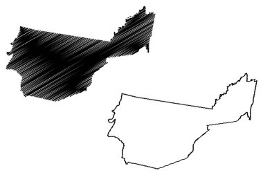 Urucuca municipality (Bahia state, Municipalities of Brazil, Federative Republic of Brazil) map vector illustration, scribble sketch Urucuca map