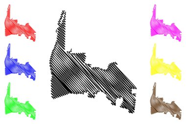 Calkini belediyesi (Özgür ve Egemen Campeche Eyaleti, Meksika, Meksika) harita vektör çizimi, çizim haritası