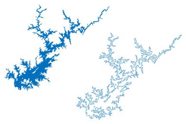 Lake Lanier Reservoir (United States of America, North America, us, usa, Georgia) map vector illustration, scribble sketch Sidney Lanier or Buford Dam map