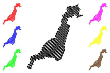 Purisima del Rincon municipality (Free and Sovereign State of Guanajuato, Mexico, United Mexican States) map vector illustration, scribble sketch map