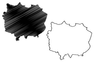 Şehir ve Büyükşehir Coventry (İngiltere Birleşik Krallığı ve Kuzey İrlanda, Metropolitan ve törensel ilçe Batı Midlands, İngiltere) harita vektör çizimi, çizim haritası