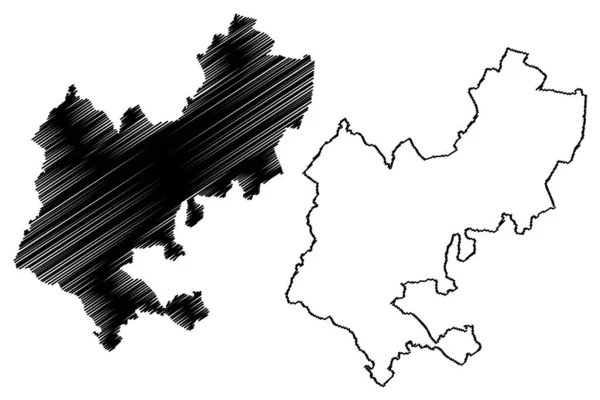 中央贝德福德郡 大不列颠及北爱尔兰联合王国 礼仪县贝德福德郡 英格兰 的统一权威地图矢量图解 笔迹草图 — 图库矢量图片