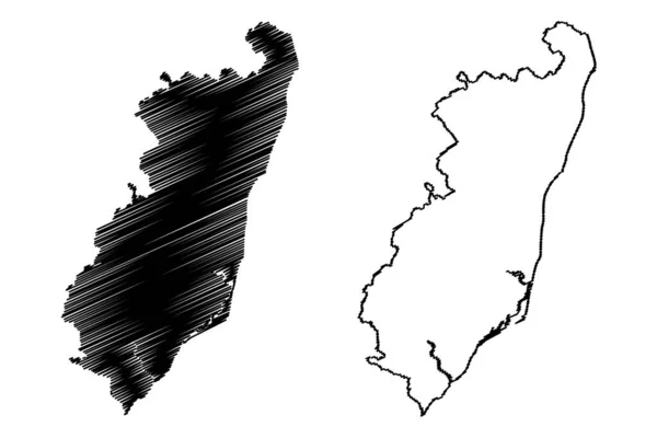 東サフォーク非大都市圏 イギリス 北アイルランド連合王国 儀式的な郡サフォーク イギリス 地図ベクトル図 スケッチマップ — ストックベクタ