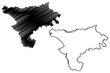 Cheshire West ve Chester 'ın (Büyük Britanya ve Kuzey İrlanda Birleşik Krallığı, Cheshire, İngiltere) ilçe haritası, harita çizimi, çizim haritası