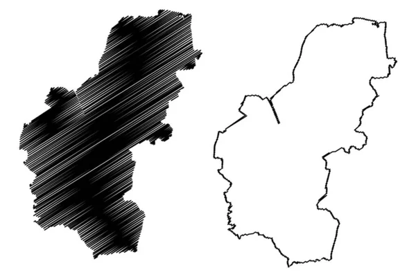 キングズ リンとウェスト ノーフォーク大都市圏以外の地域 イギリスと北アイルランド 儀式的な郡ノーフォーク イングランド 地図ベクトル図 スケッチマップ — ストックベクタ