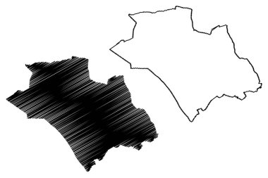 Luton 'un kasaba, ilçe ve üniter otoritesi (İngiltere Birleşik Krallığı ve Kuzey İrlanda, Bedfordshire, Yataklar, İngiltere) harita vektör çizimi, çizim haritası