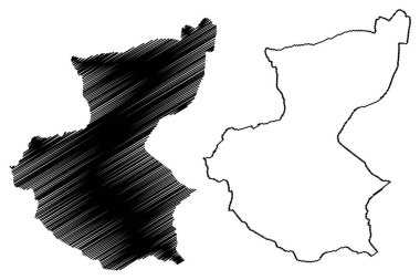 Mansfield metropolitan olmayan bölge, (İngiltere Birleşik Krallığı ve Kuzey İrlanda, törensel ilçe Nottinghamshire veya Notts, İngiltere) harita vektör çizimi, çizim haritası