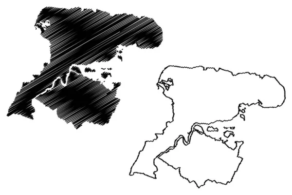 Иллюстрация Векторной Карты Medway Unitary Authority Неметаборо Соединенное Королевство Великобритании — стоковый вектор