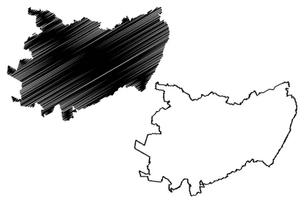 メンディップ非大都市圏 イギリスと北アイルランド 儀式的な郡サマセットまたはサマセット イギリス 地図ベクトル図 スケッチマップ — ストックベクタ