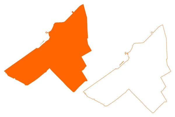 莱利斯塔德市和自治市 荷兰王国 弗列沃兰省 地图矢量图解 速写草图莱利斯塔德地图 — 图库矢量图片