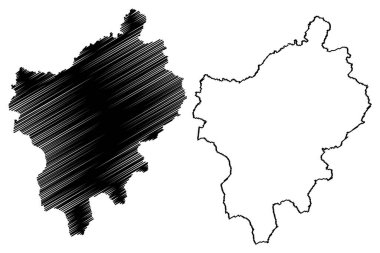 Kuzey Northamptonshire Unitary otorite bölgesi (İngiltere Birleşik Krallığı ve Kuzey İrlanda, Northamptonshire veya Northants, İngiltere) harita vektör çizimi, karalama çizimi