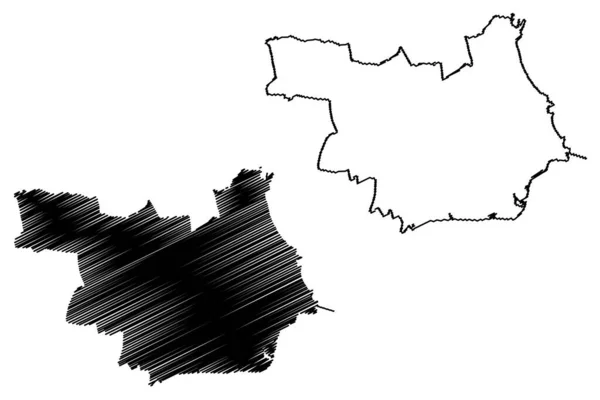 北ティネサイドの大都市圏 イギリスと北アイルランド 大都市圏と儀式的な郡タイン アンド ウェア イングランド 地図ベクトル図 スケッチマップ — ストックベクタ