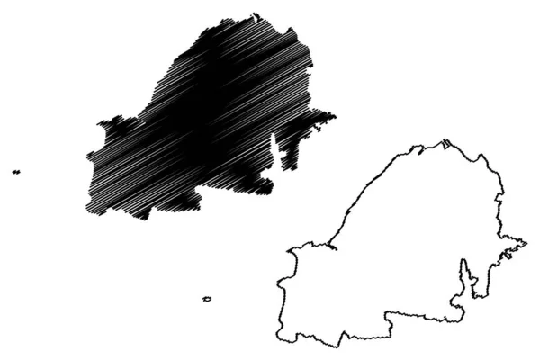 北サマセット州非大都市圏 イギリス 北アイルランド連合王国 儀式的な郡サマセット州またはサマセットシャー州 イギリス 地図ベクトル図 スケッチマップ — ストックベクタ