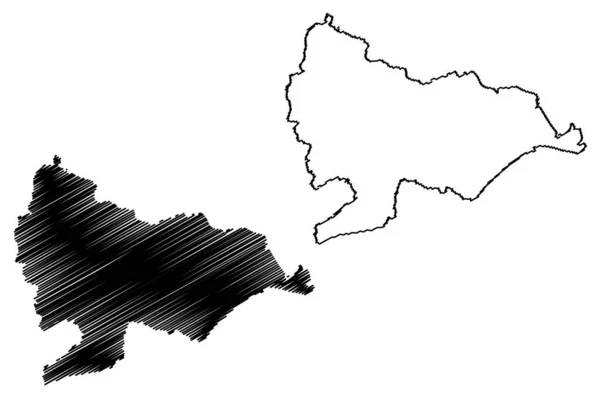 その他の非都市圏 グレートブリテンおよび北アイルランド連合王国 儀式郡東サセックス イギリス 地図ベクトル図 スケッチマップ — ストックベクタ