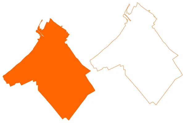 Elburg市 荷兰王国 Gelderland或Guelders省 地图矢量图解 速写草图Elburg地图 — 图库矢量图片