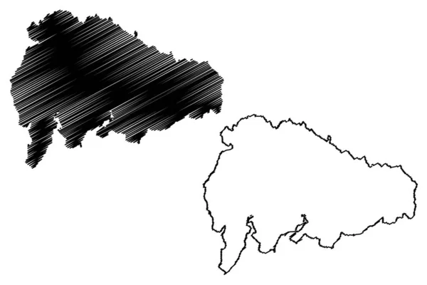サウスレイクランド地区 グレートブリテンおよび北アイルランド連合王国 儀式的な郡カンブリア イギリス 地図ベクトル図 スクリブルスケッチサウスレイクランド地図 — ストックベクタ