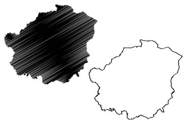 Tameside Metropolitan Borough (Büyük Britanya ve Kuzey İrlanda Birleşik Krallığı, Metropolitan ve törensel ilçe Büyük Manchester, İngiltere) harita vektör çizimi, çizim haritası